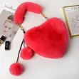 Luxury Faux Fur Heart Shaped Women Handbag - 1