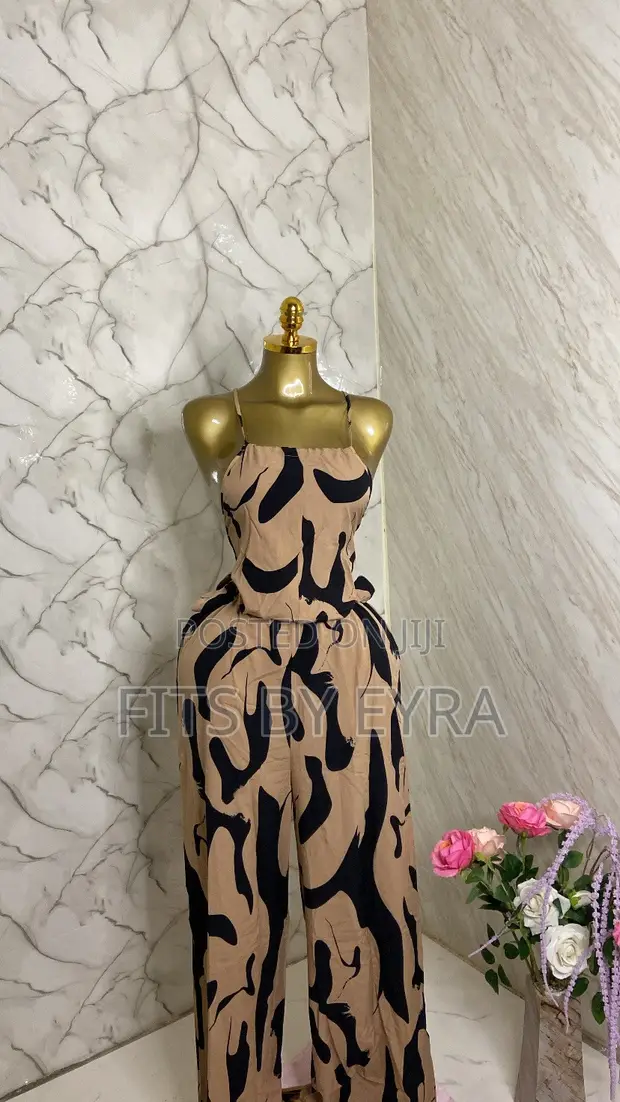 Brown and Black Long Jumpsuit - XL - 1