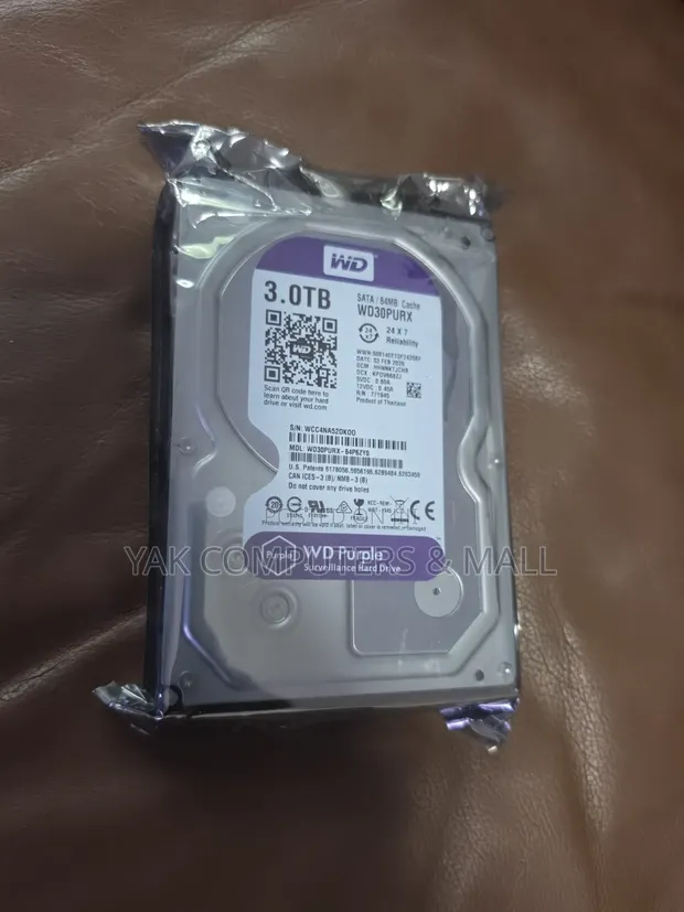 3TB WD Purple Surveillance HDD for Desktop/CCTV - 1