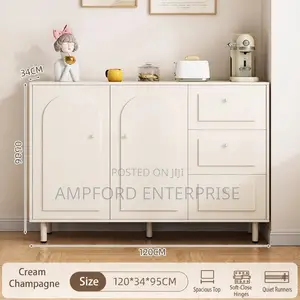 Modern Storage Cabinet with Arched Doors and Drawers