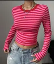 Shein Women's Striped Round Neck Long Sleeve Top - 2