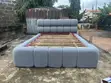 Luxury Blue Bouclé Bed Frame by Woodland - 1