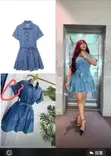 Stylish Tiered Short-Sleeve Denim Shirt Dress with Belt - 2