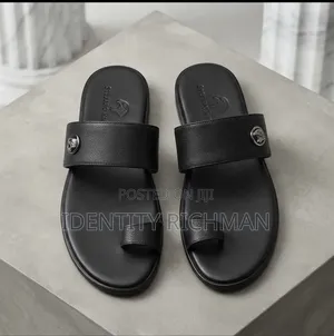 Stefano Ricci Black Leather Slippers