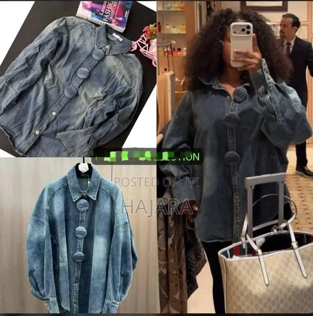 Designer-Style Loose Fit Denim Button-Down Shirt Jacket - 1