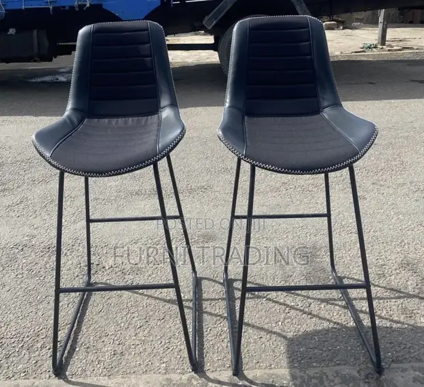 Modern Black Upholstered Bar Stool - 1