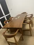 Elegant Wooden Dining Table Set with 6 Chairs - 2