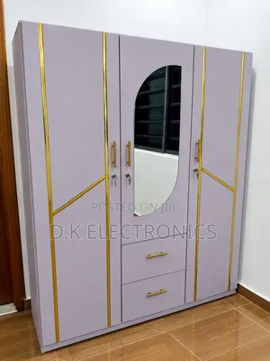 Brand New 3-Door White and Gold Wardrobe