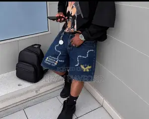 Rick Owens Camo Baggy Jeans Shorts - Black