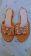 MALKIA Butterfly Rhinestone Mules - Gold Block Heel - 1
