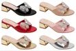 MALKIA Butterfly Rhinestone Mules - Gold Block Heel - 3
