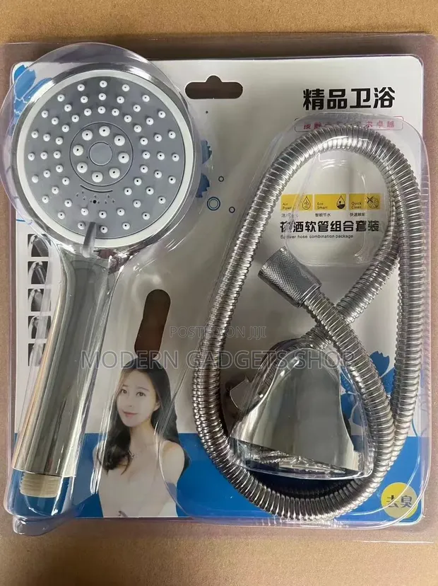 Handheld Shower Head Set with Stainless Steel Hose - Model A - 1
