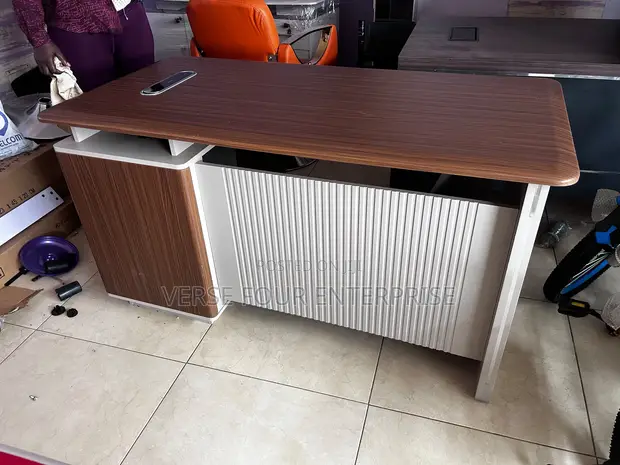 Modern Executive/Reception Desk - Walnut Grain - 1