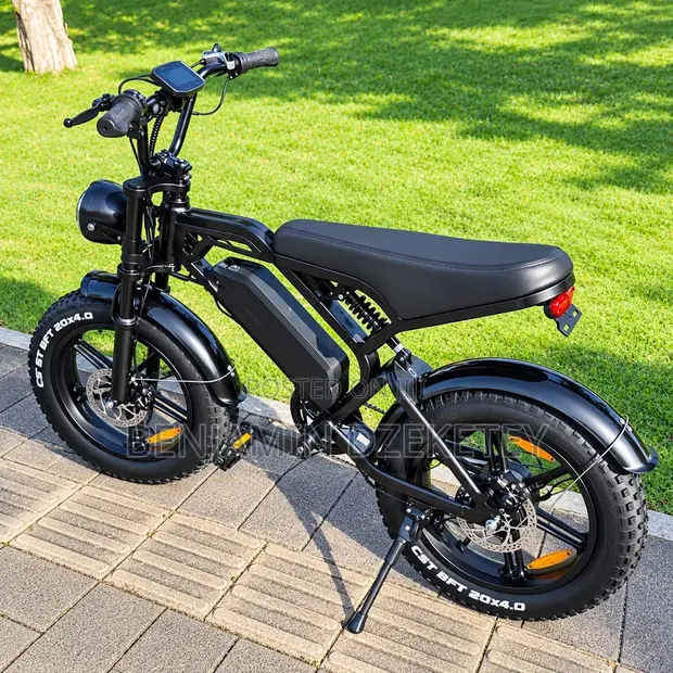 New 2026 Black Vintage Moped-Style E-Bike - 1