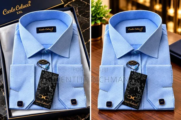 Men's Turkish Cotton Shirt - Blue - 1