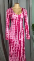 Sexy Tie Dye Long Sleeve Dress - 1