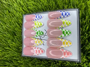 Handmade 20-Piece Polka-Dot French Tip Press-on Nails