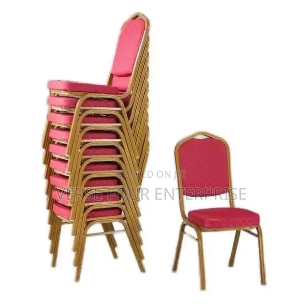 Stackable Banquet Chair - Red Patterned Seat - 1