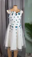 White A-Line Mesh Cocktail Dress - 1