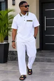 Men's Classic White Adidas Shirt and Trousers Set - 5