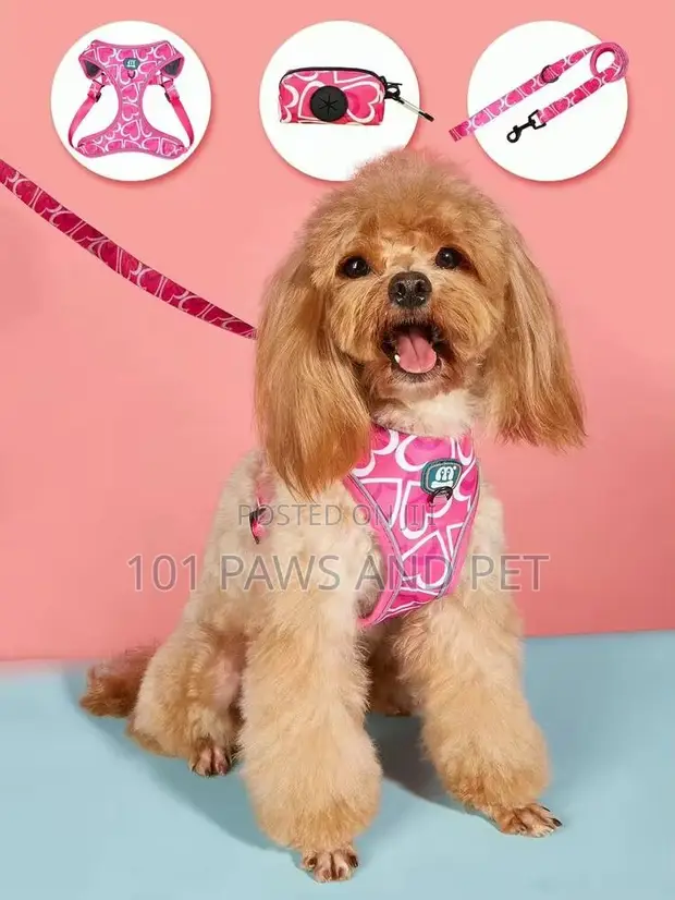 Midepet Pink Heart Print Dog Harness - 1