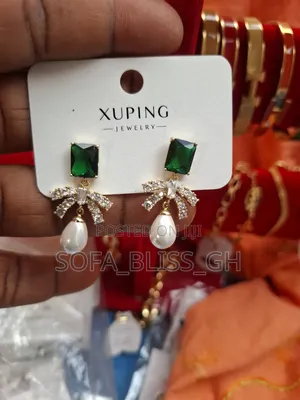Gold-Plated Earrings - Silver & Green