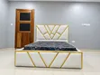 New White and Gold Double Bed Frame - 1