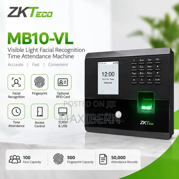 ZKTeco MB10-VL Face & Fingerprint Time Attendance Machine - 1