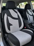 Premium Grey & Black Leather/Fabric Car Seat Cover - Full Set - 3