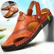 Men's Black Leather Toe Sandals - Size 38 - 1
