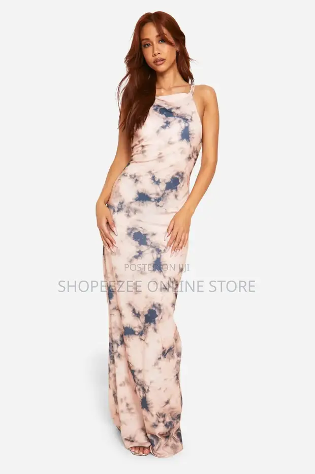 Rope Detail Ruched Tie Dye Maxi Dress - 1