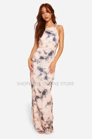 Rope Detail Ruched Tie Dye Maxi Dress