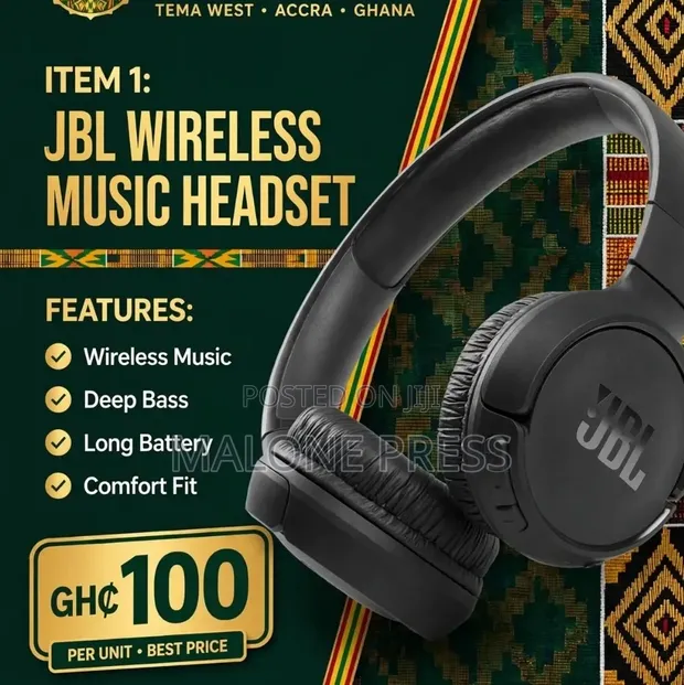 JBL Wireless Music Headset - Black - 1