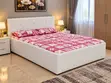 Inbuilt Double Bed with Mattress - Treated Wood & Leather - 1