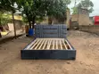 Bold Grey Velvet Bed Frame with Gold Accents - Queen Size - 1