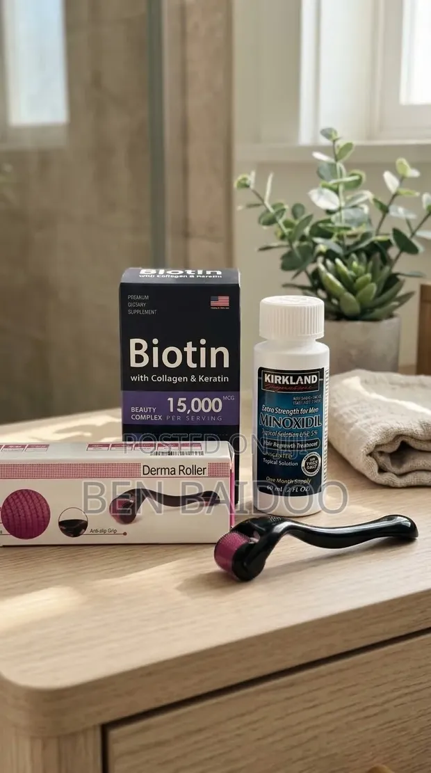 Kirkland Minoxidil, Derma Roller & Biotin Pack - 1