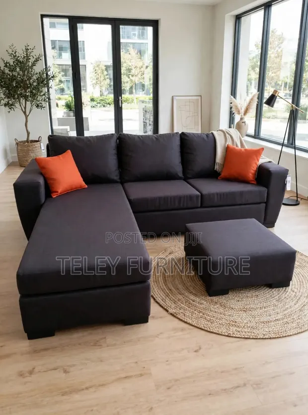 Modern L-Shape Sofa with Ottoman - 1