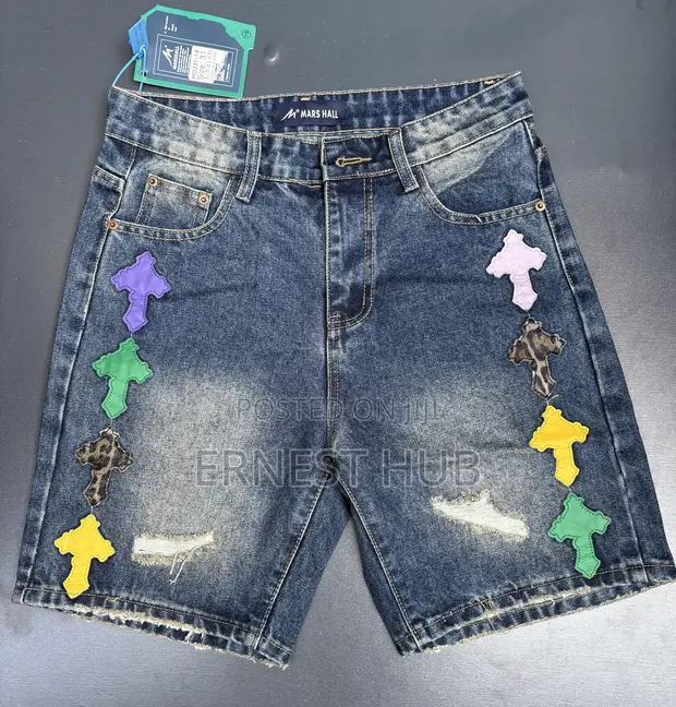 Solid Jeans Shorts - 1