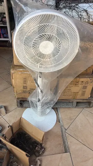 White Floor Fan with Remote, Black Wall Fan with Remote