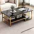 Black Rectangular Metal Frame Center Table - 2