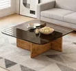 Square Glass Center Table with Wood Frame - 2