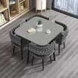 Cube Elite Space-Saving Dining Set - Square Faux Marble Table & 4 Chairs - 1