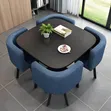 Cube Elite Space-Saving Dining Set - Square Faux Marble Table & 4 Chairs - 2