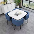 Cube Elite Space-Saving Dining Set - Square Faux Marble Table & 4 Chairs - 4