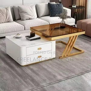 White Marble Center Table with Drawers