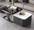White Marble Center Table with Drawers - 2