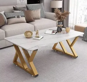 White and Gold Metal Frame Center Table