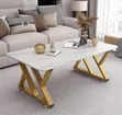 White and Gold Metal Frame Center Table - 1