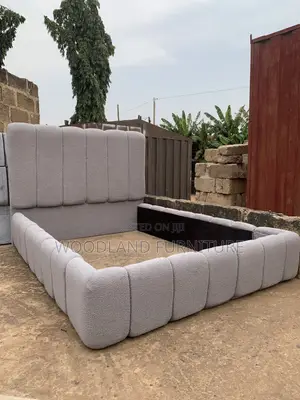 Modern Gray Bouclé Upholstered Bed Frame - Royal Comfort