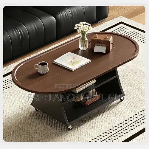 Oval Center Table - Wood Top, Metal Frame - 1